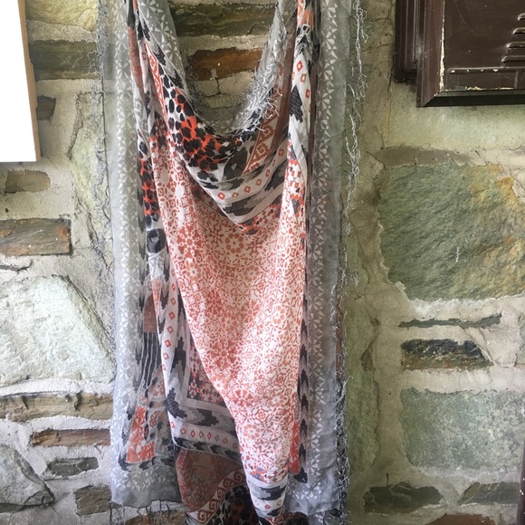 H&M Orange/black aztec/leopard print blanket scarf